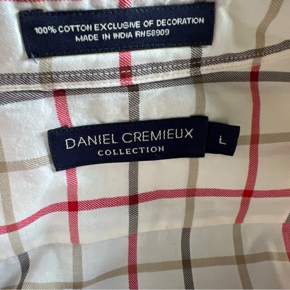 Daniel Cremieux Men’s Cream/red/gray Long Sleeve Plaid Button Up Size L - Picture 11 of 14